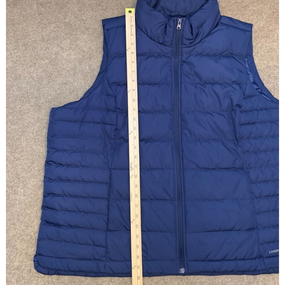 Lands End Vest Womens 2X (20W-22W) Puffer Down Feathers Quilted Insulated Zip Up - Picture 3 of 8